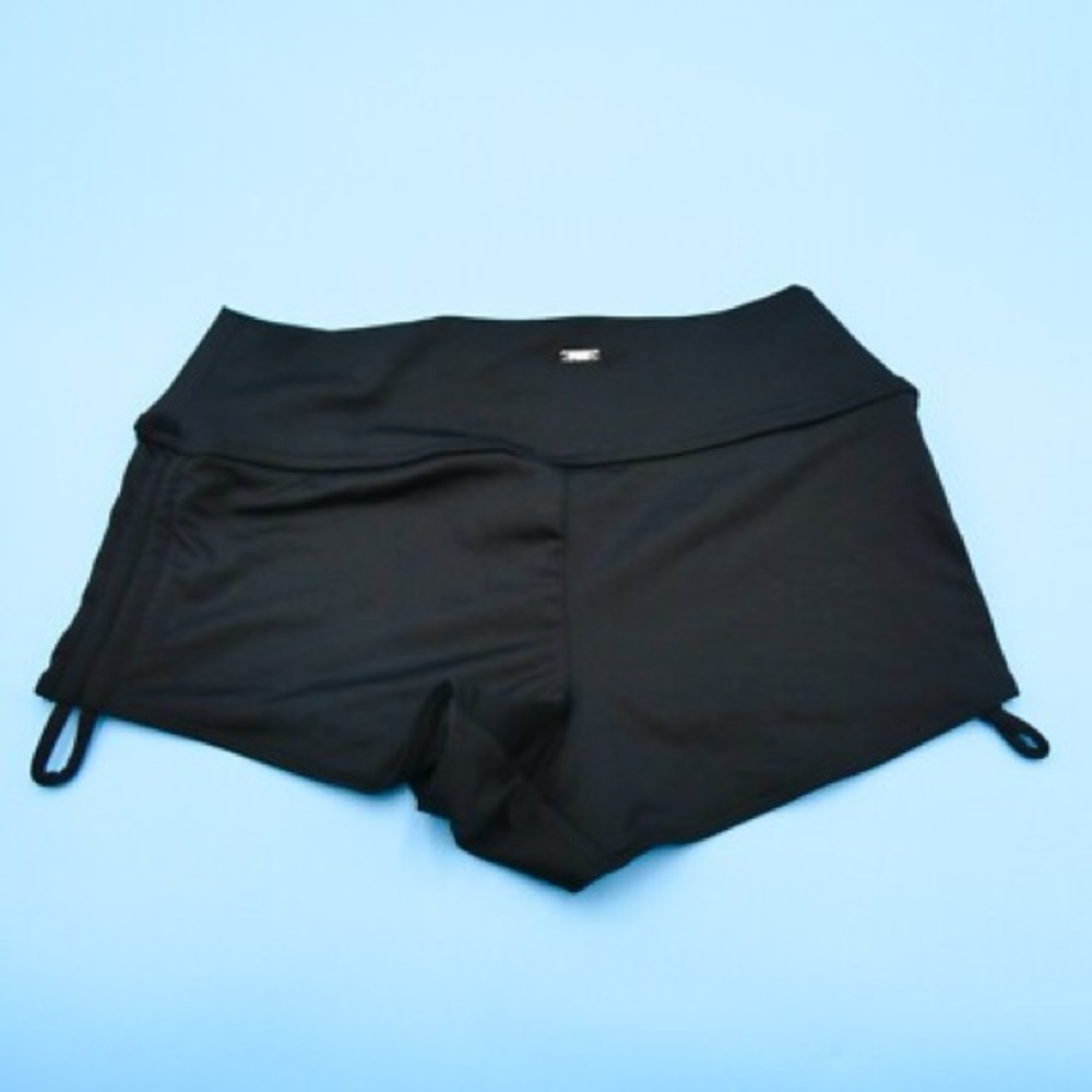 Victorias Secret Black High-waisted Ruched Tie Shortie Bottom Swimwear. Large